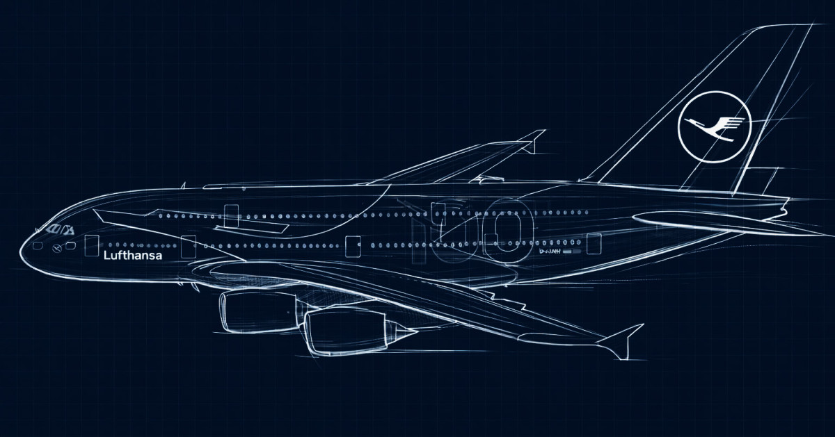 Special livery design for Lufthansa's 100-year anniversary. Airbus A380-800. Design Sketch.
