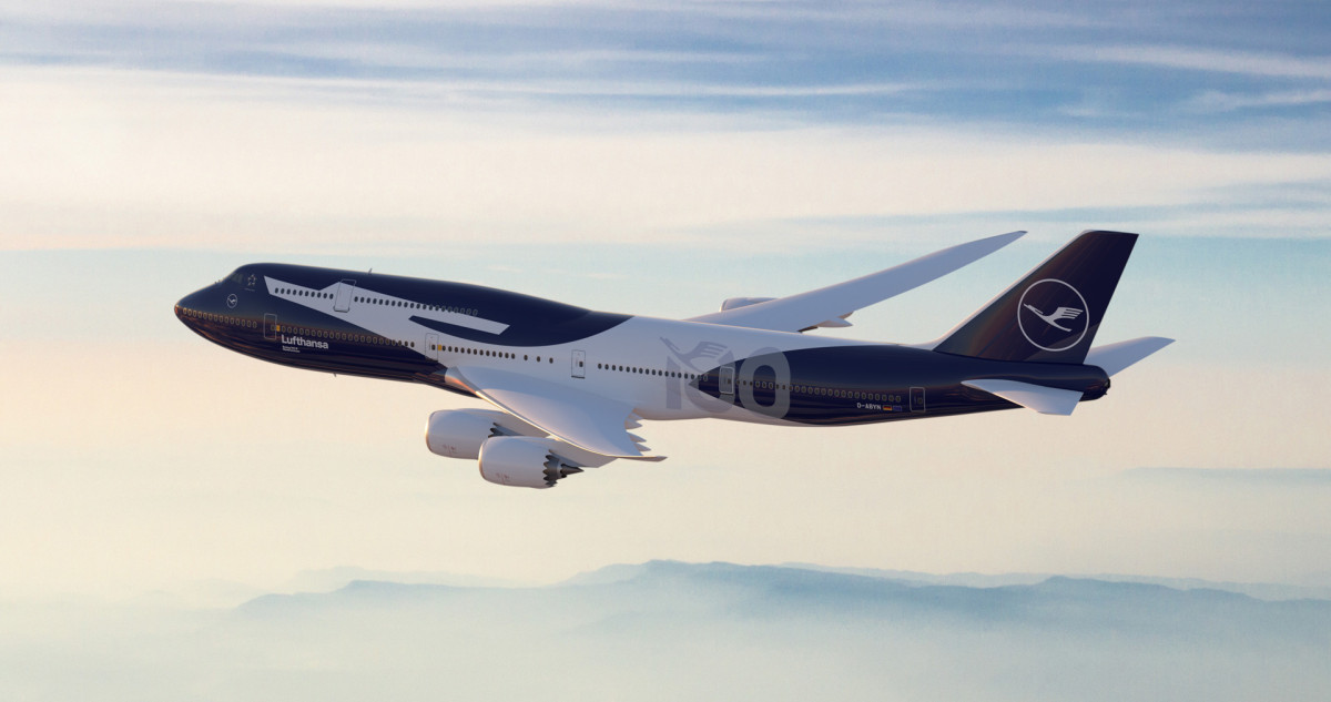 Special livery design for Lufthansa's 100-year anniversary. Boeing 747-8. D-ABYN.